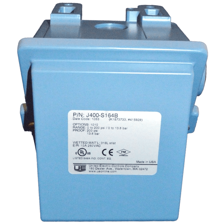 United Electric Pressure Switch, 400 Series Type J400 Models S126B to S164B